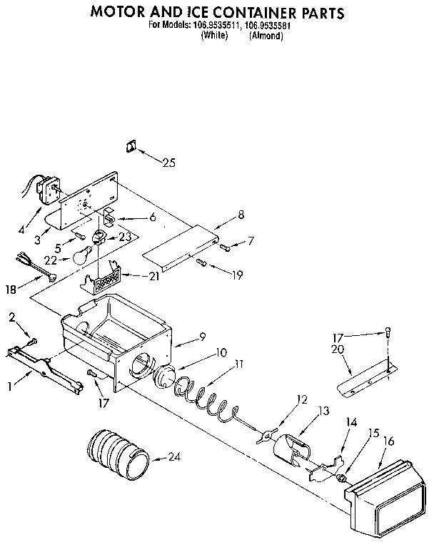 Motor and ice container