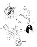 Engine & support brackets, pulleys, belts, belt cover