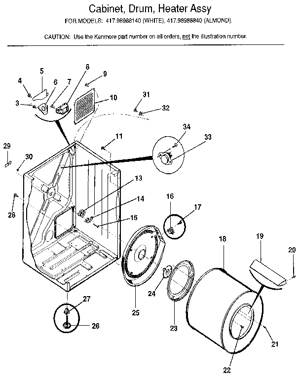 CABINET, DRUM, HEATER ASSY