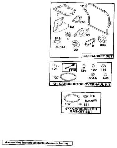 Gasket set and carburetor overhaul kit