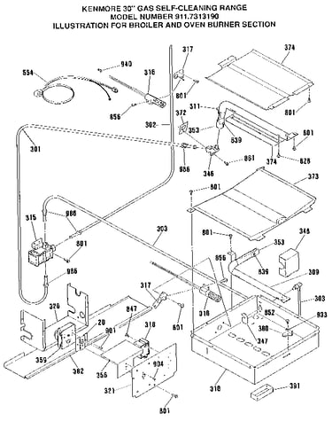 Broiler and oven burner section
