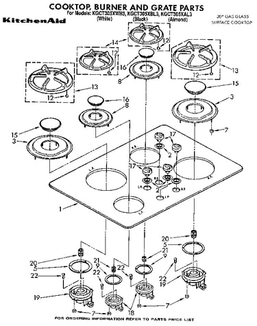 Cooktop, burner and grate