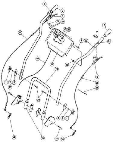 Handlebars, control levers, and throttle lever