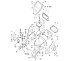Troybilt 34308 chassis components, drive arm, cutter bar support, and flywh diagram