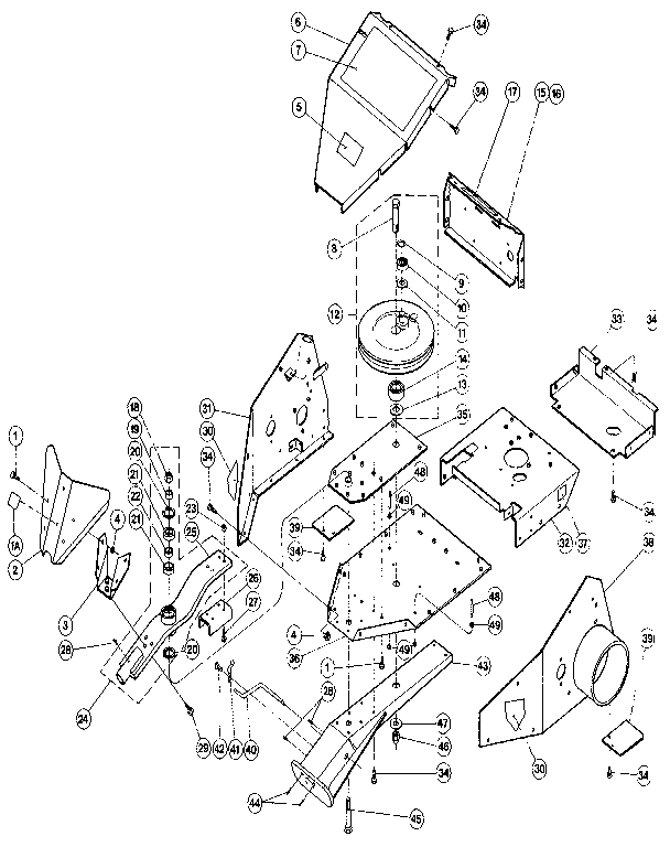 Chassis components, drive arm, cutter bar support, and flywh
