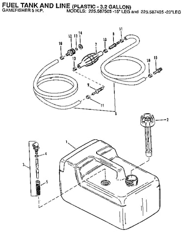 Fuel tank and line (plastic - 3.2 gallon)