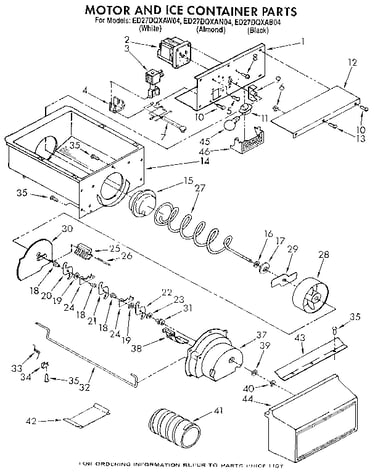 Motor and ice container