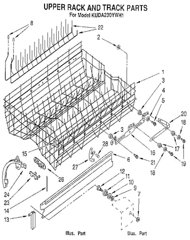 Upper rack and track