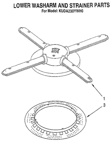 Lower washarm and strainer