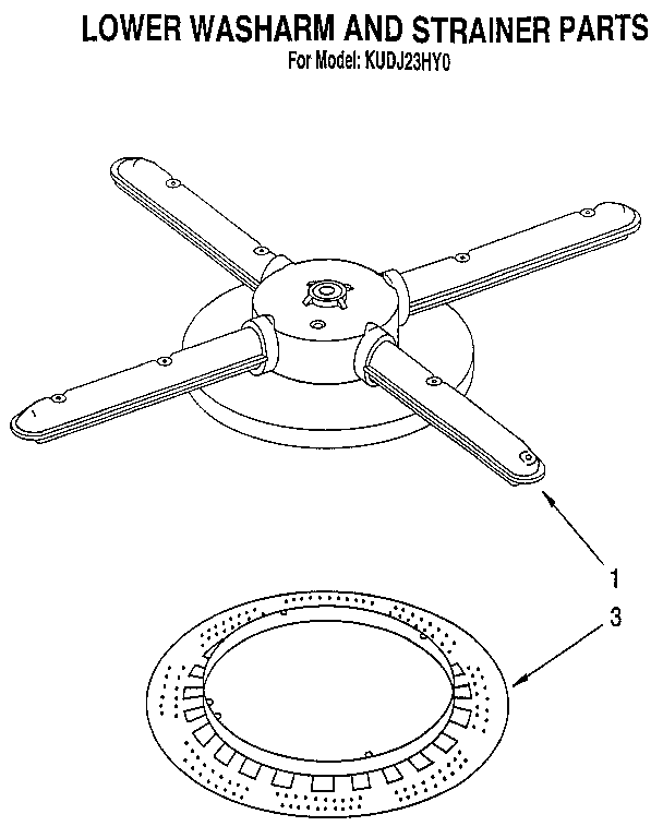 Lower washarm and strainer