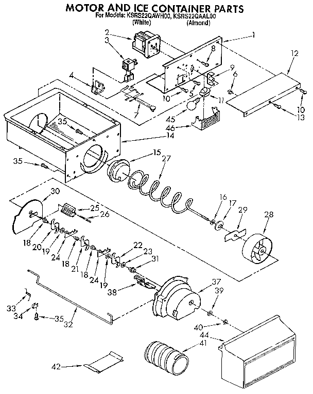 Motor and ice container