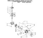 Whirlpool LSC8245AQ0 brake, clutch, gearcase, motor and pump diagram