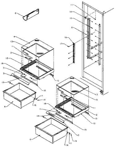 Refrigerator shelving and drawers