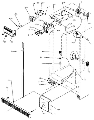 Refrigerator/freezer controls and cabinet