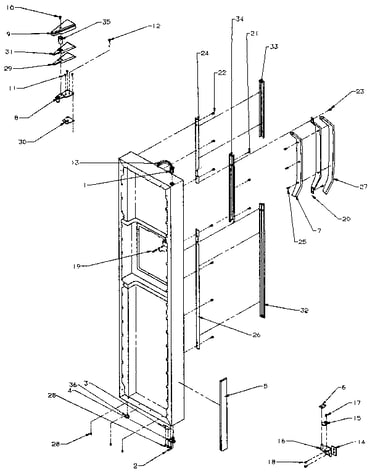 Freezer door hinge and trim