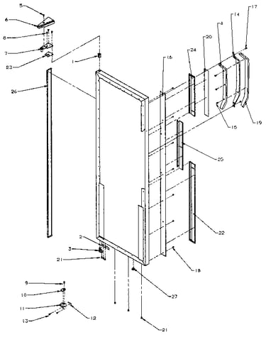 Refrigerator door hinge and trim