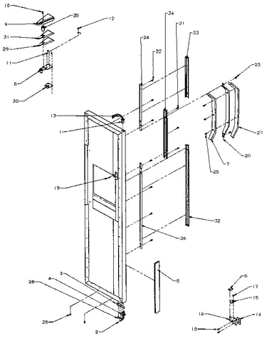 Freezer door hinge and trim