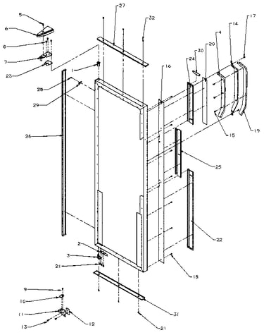 Refrigerator door hinge and trim