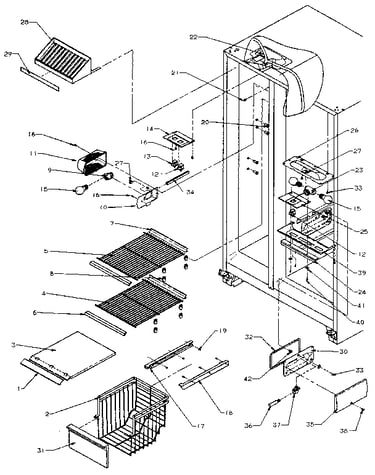 Freezer shelving and refrigerator light