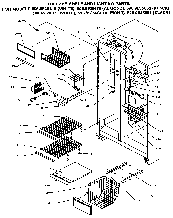 FREEZER SHELF AND LIGHTING