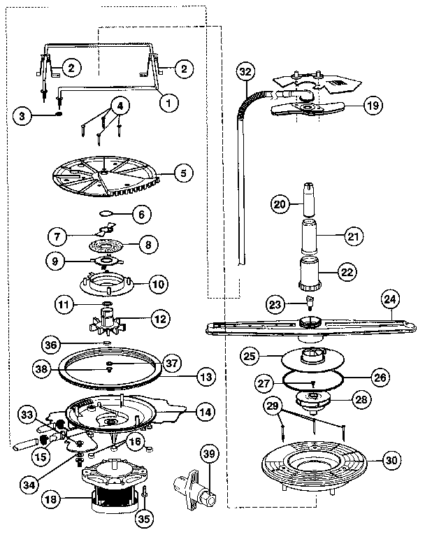 Motor, heater, and spray arm details