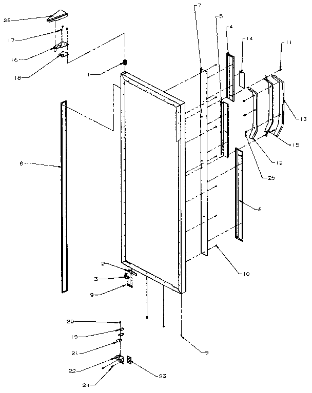 REFRIGERATOR DOOR HINGE AND TRIM