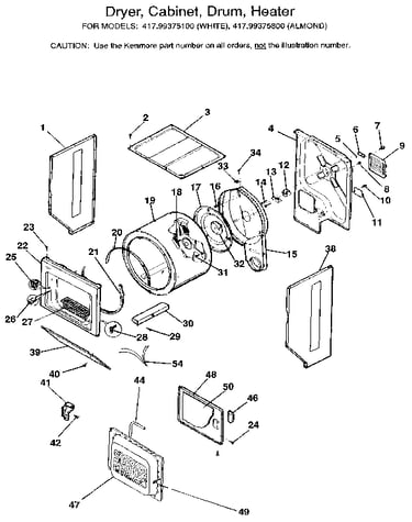 Dryer, cabinet, drum, heater