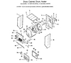 Kenmore 41799370100 dryer, cabinet, drum, heater diagram