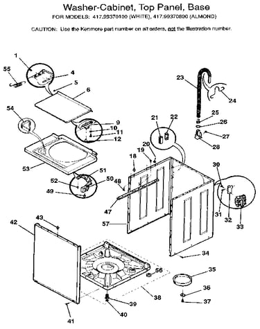 Washer-cabinet, top panel, base