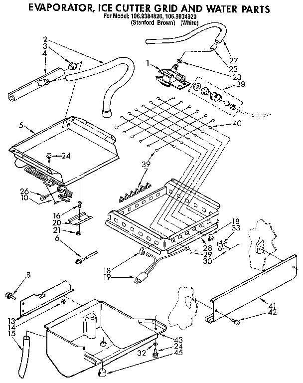 EVAPORATOR, ICE CUTTER GRID AND WATER