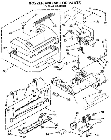 Nozzle and motor assembly