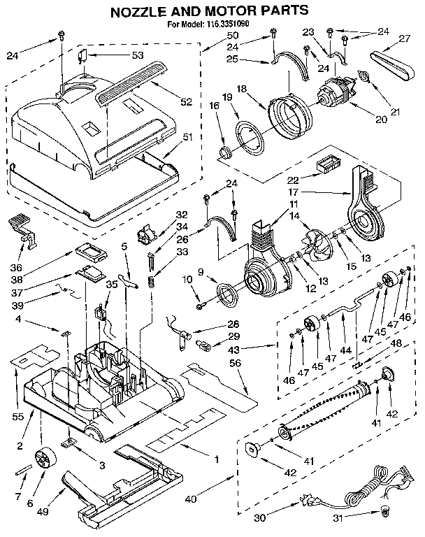 Nozzle and motor assembly