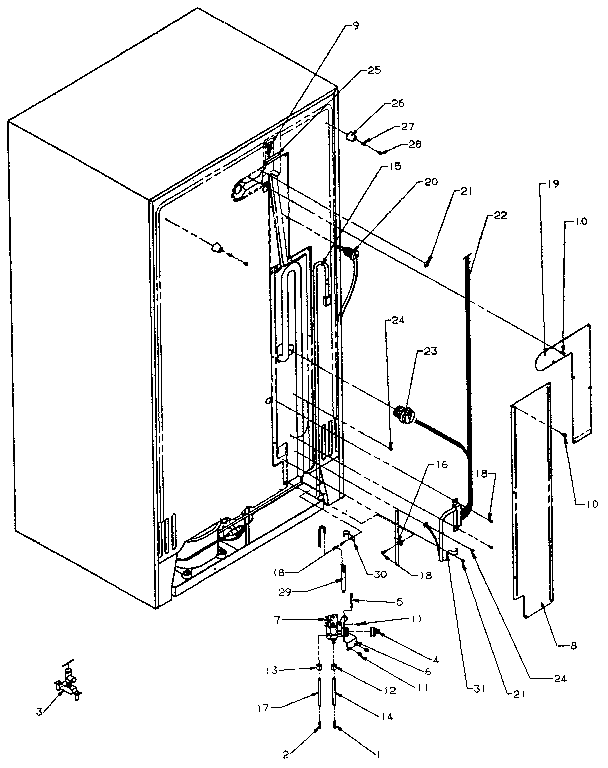 Rear cabinet water supply