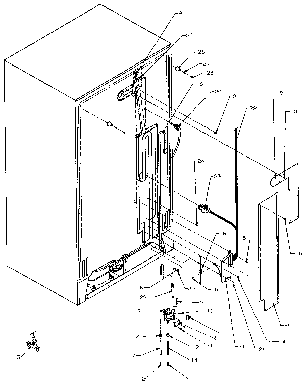 Rear cabinet water supply