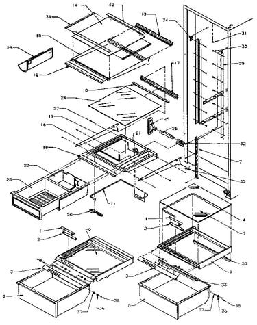 Refrigerator shelving and drawers