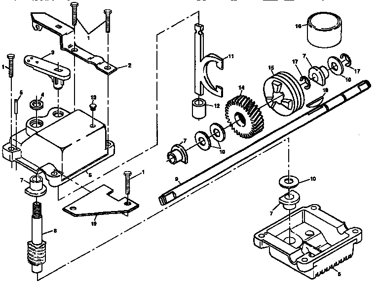 Lawn mower-gear case assembly