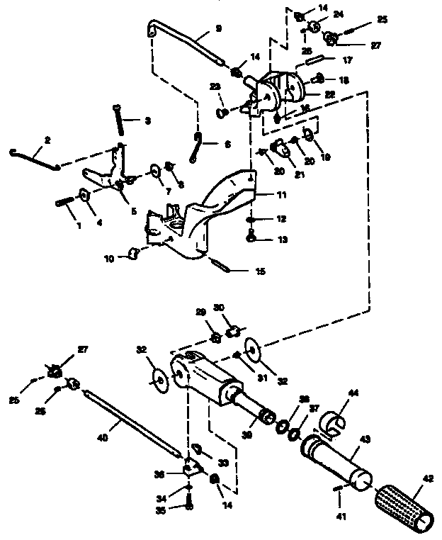 Tiller handle and throttle linkage
