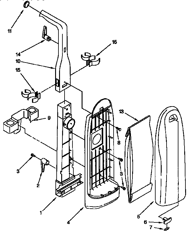 Bag housing and handle parts