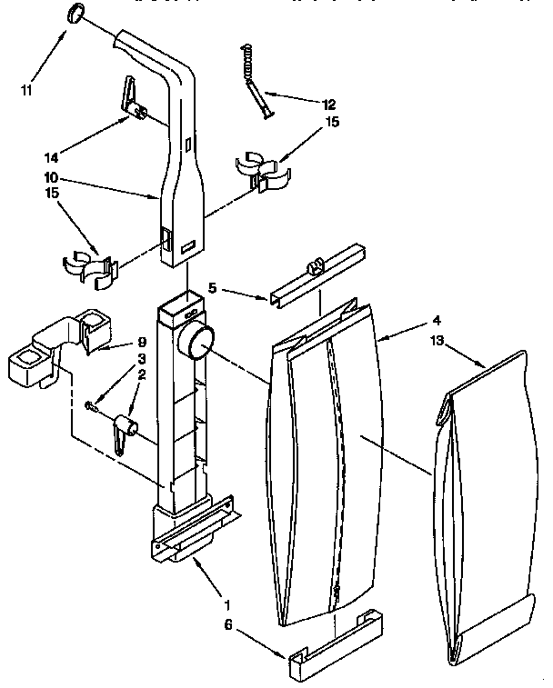 Bag housing and handle parts