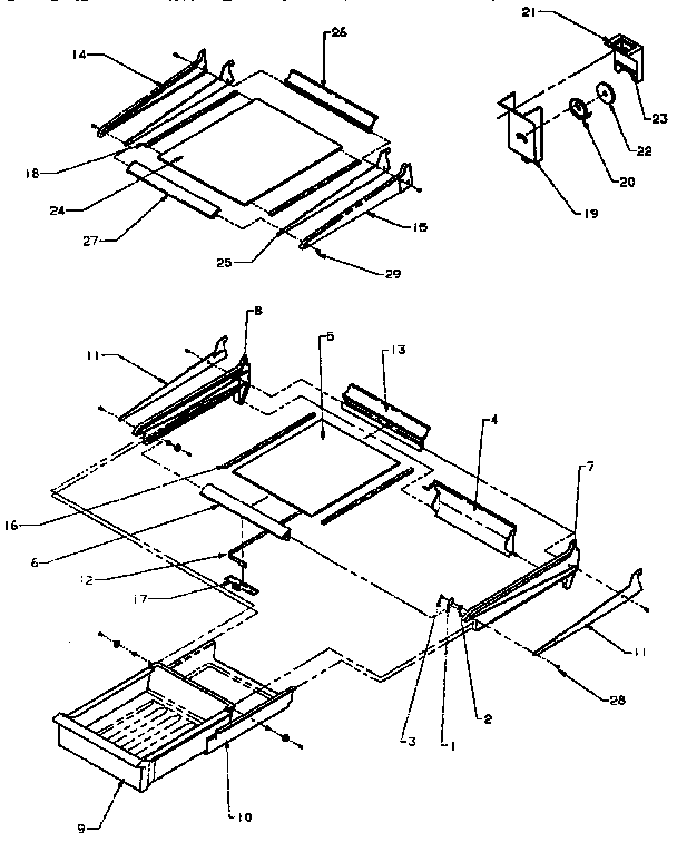 REFRIGERATOR SHELVING AND DRAWERS