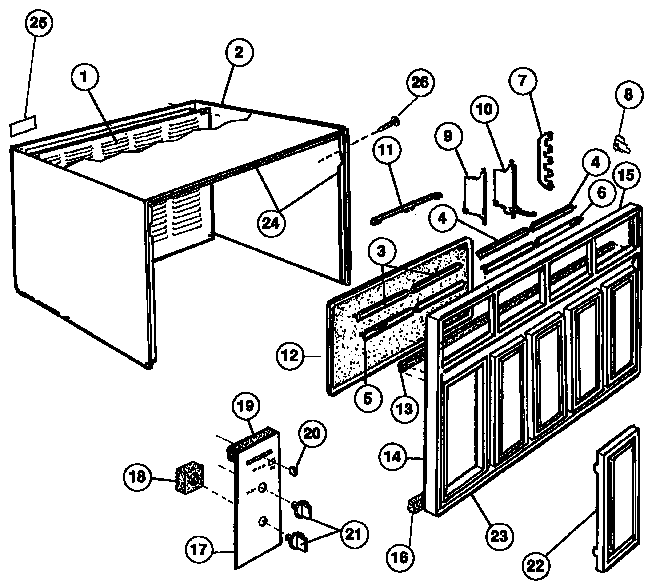 Cabinet and front panel parts