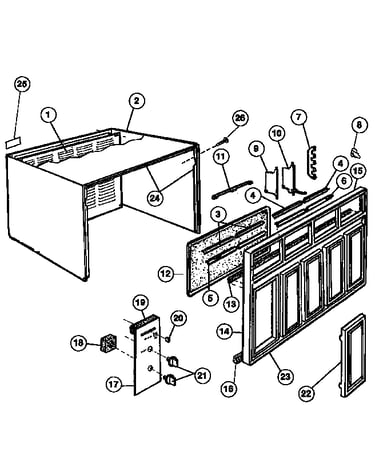 Cabinet and front panel parts