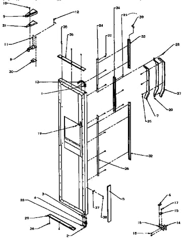 Freezer door hinge and trim parts