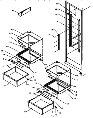 Refrigerator shelving and drawers