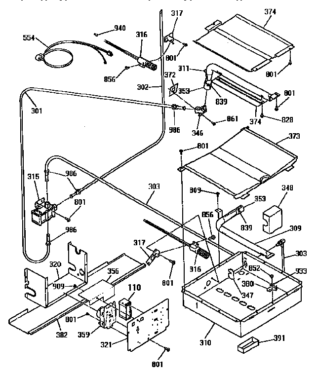 Broiler and oven burner section