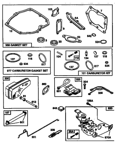 Carburetor bracket assembly and gasket set