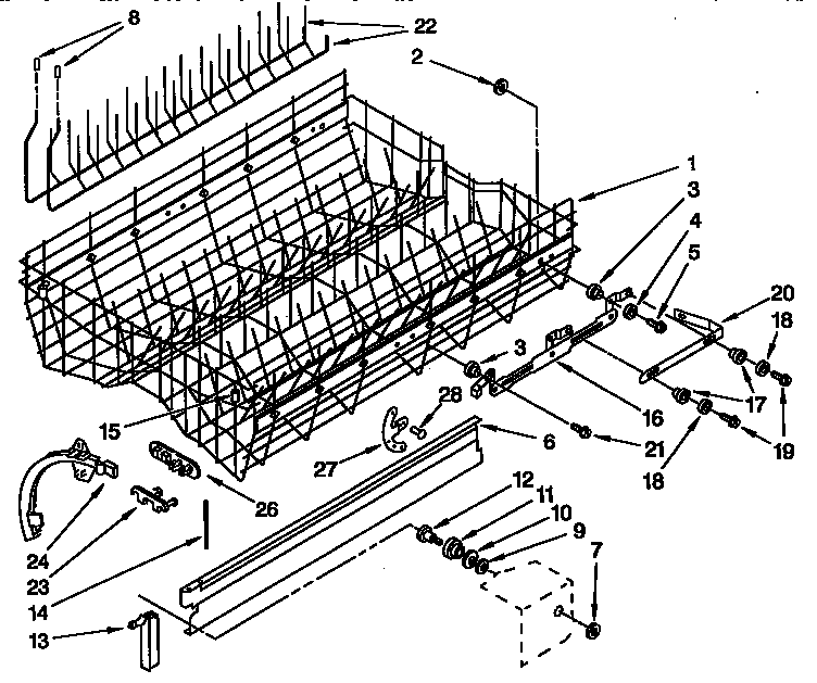 Upper rack and track parts
