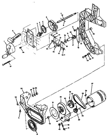 Bevel drive and motor mount assembly parts