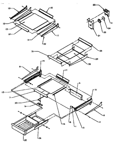 Refrigerator shelving and drawers