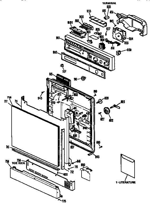 Control panel and door assembly
